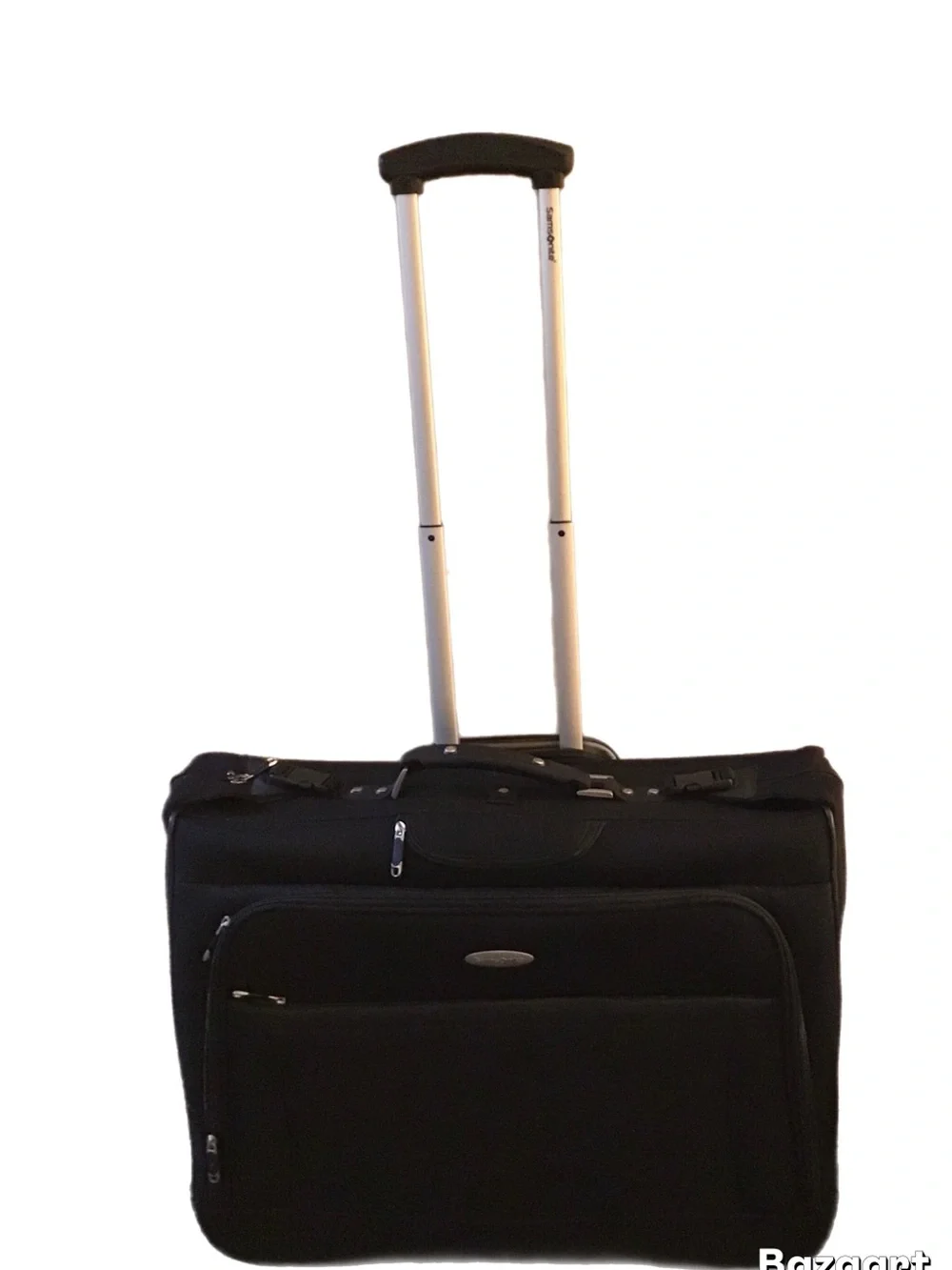 Vintage Samsonite 1910 Wheeled Black Travel Garment Bag with Telescoping Handle